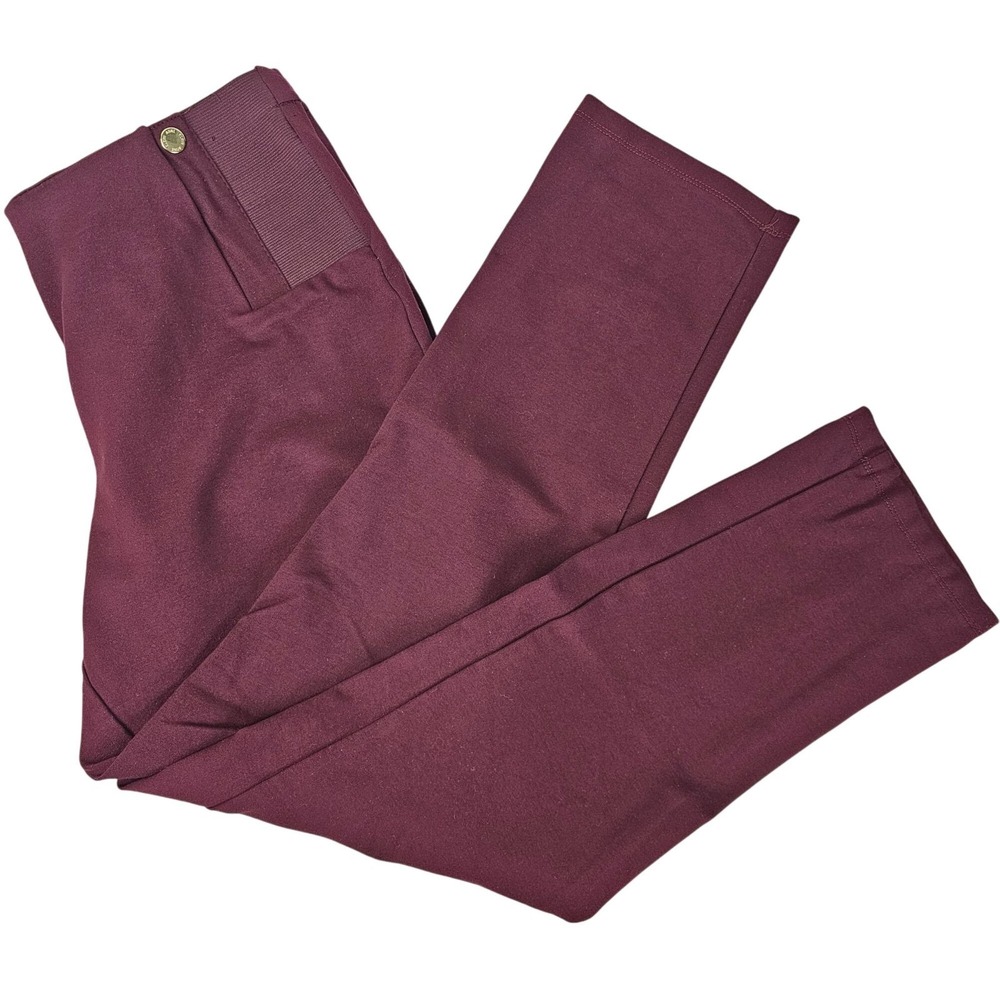 Womens L Anne Klein‎ Wine Red Straight Slim Business Casual Office Comfort Pants